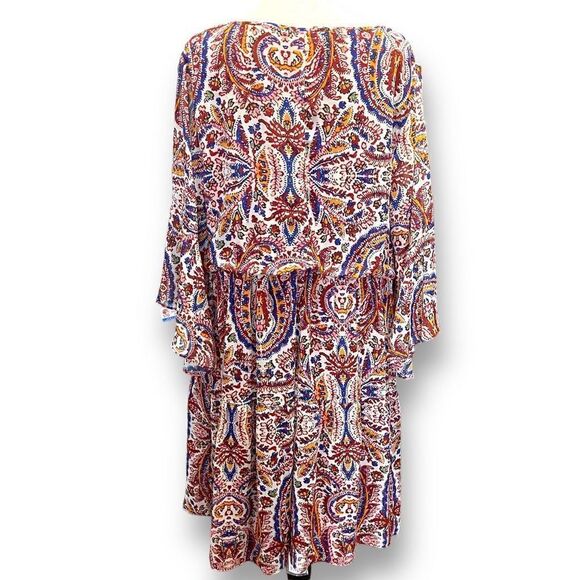 Signature by Sangria, Boho Tiered V-Neck Bell Sleeve Dress, Size 20W - Picture 2 of 10